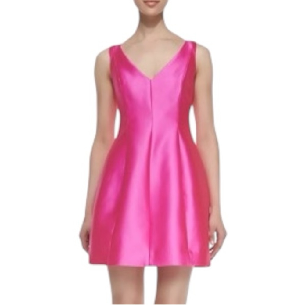 Kate Spade Structured Silk Satin Fit & Flare Cocktail Mini Dress - Pink - Size 4